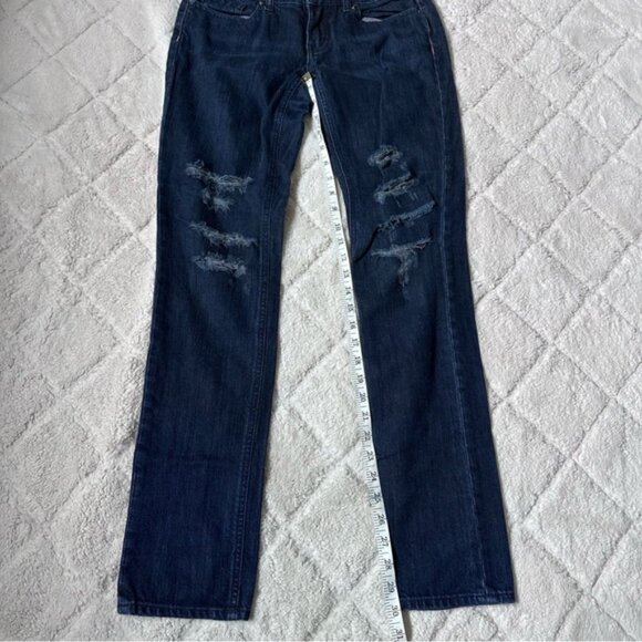 Victoria's Secret PINK | Bling Dark Wash Distressed Skinny Jeans | Size 4 - Picture 14 of 15